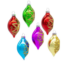 88MM Glass Multicolor Reflector With Gold Glitter Drop Ornament Set