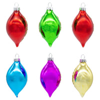 88MM Glass Multicolor Reflector With Gold Glitter Drop Ornament Set