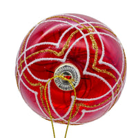 80MM Glass Transparent Red With White & Gold Glitter Stripe Ball Ornament Set