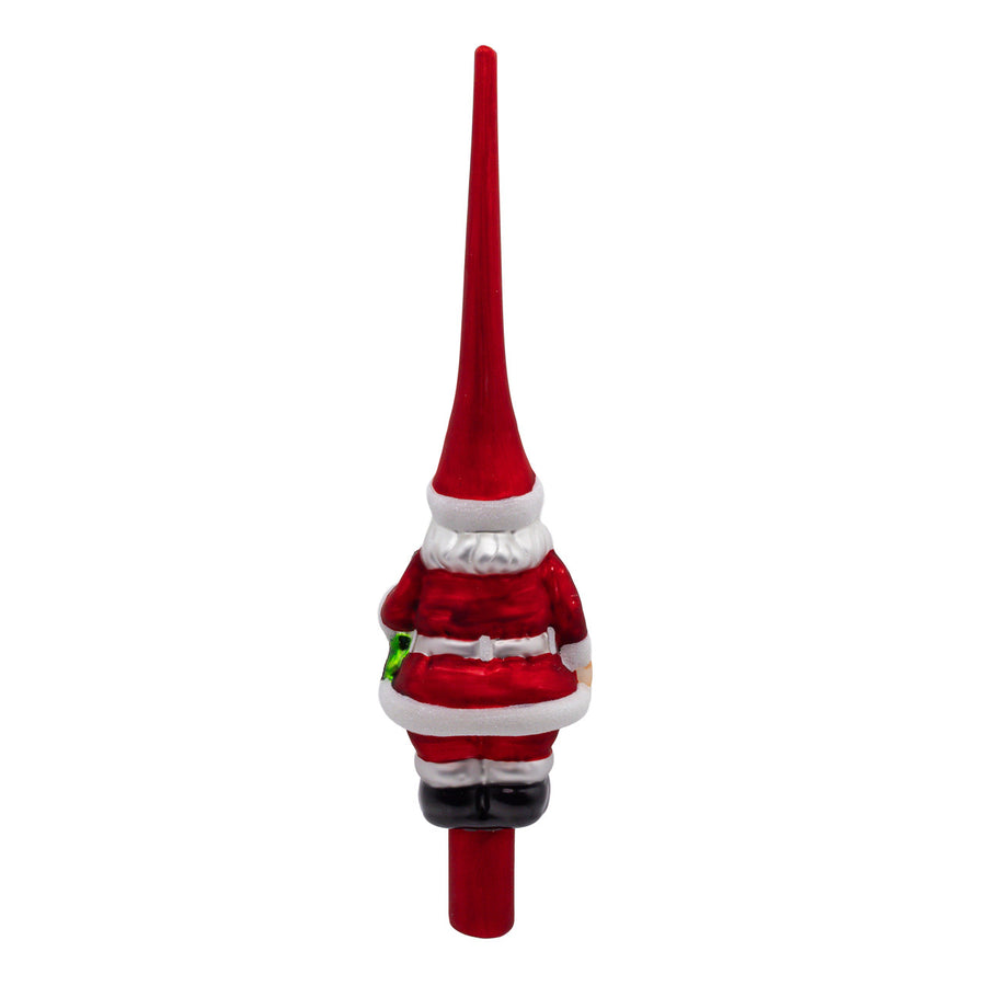 12.2" Glass Red Santa Finial Treetop