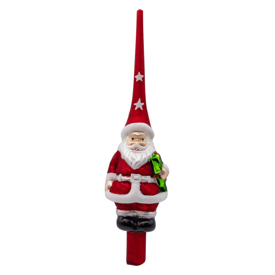 12.2" Glass Red Santa Finial Treetop