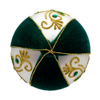 80MM Glass Flocked Green & White With Shamrocks Ball Ornaments