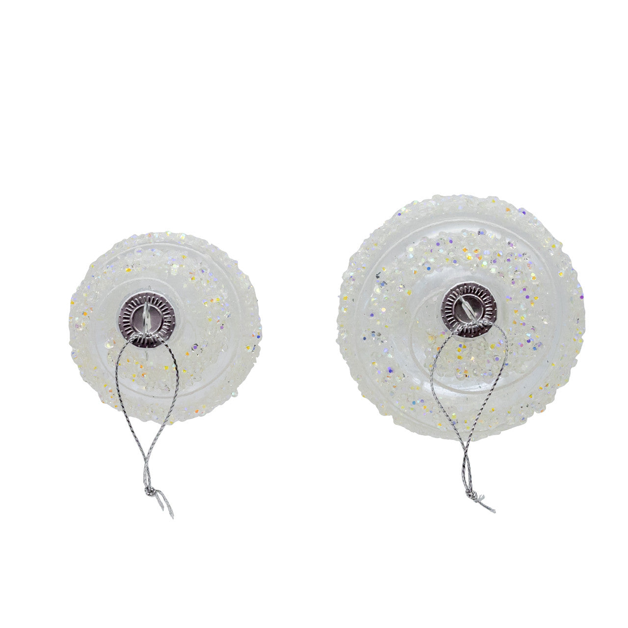 880MM Glass Clear Ball & Drop With White Swivel Stripes Ornaments