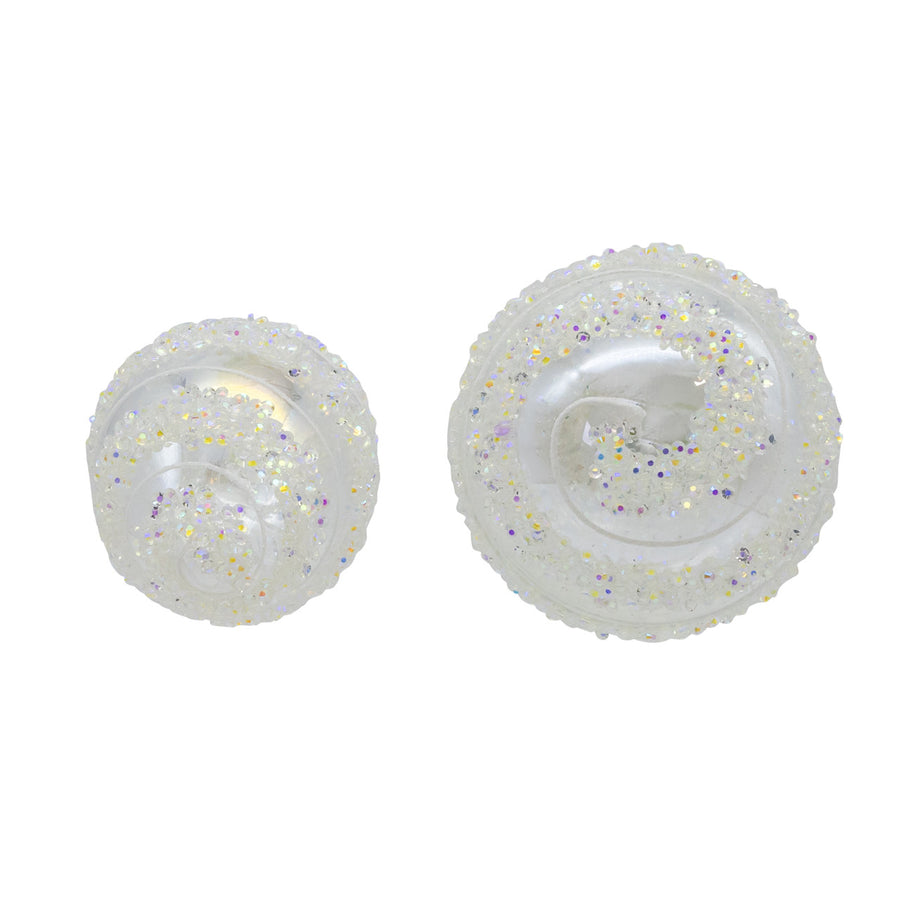 880MM Glass Clear Ball & Drop With White Swivel Stripes Ornaments