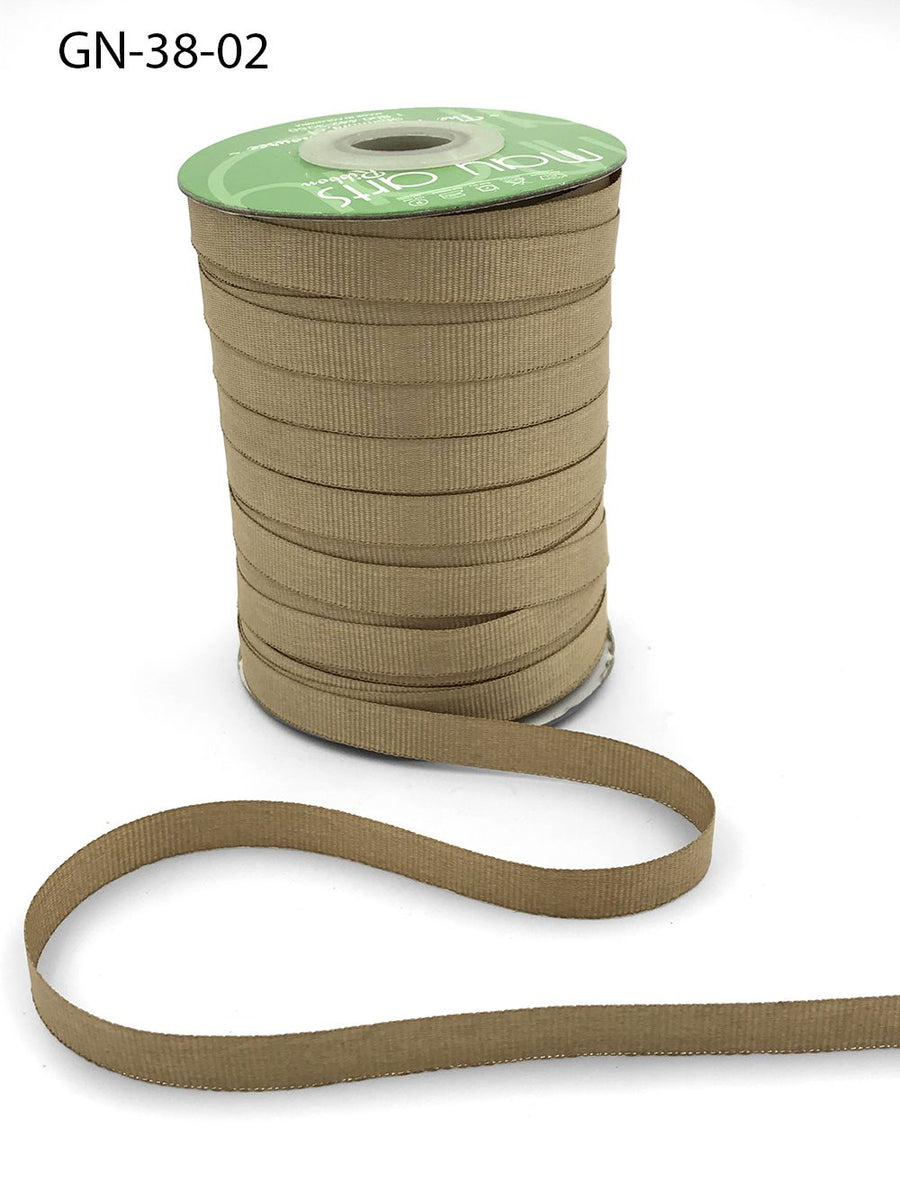 ~3/8 Inch Light-Weight Flat Grosgrain Ribbon with Woven Edge – GN-38-02 Champagne