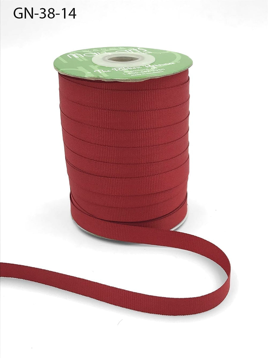 ~3/8 Inch Light-Weight Flat Grosgrain Ribbon with Woven Edge – GN-38-14 Red