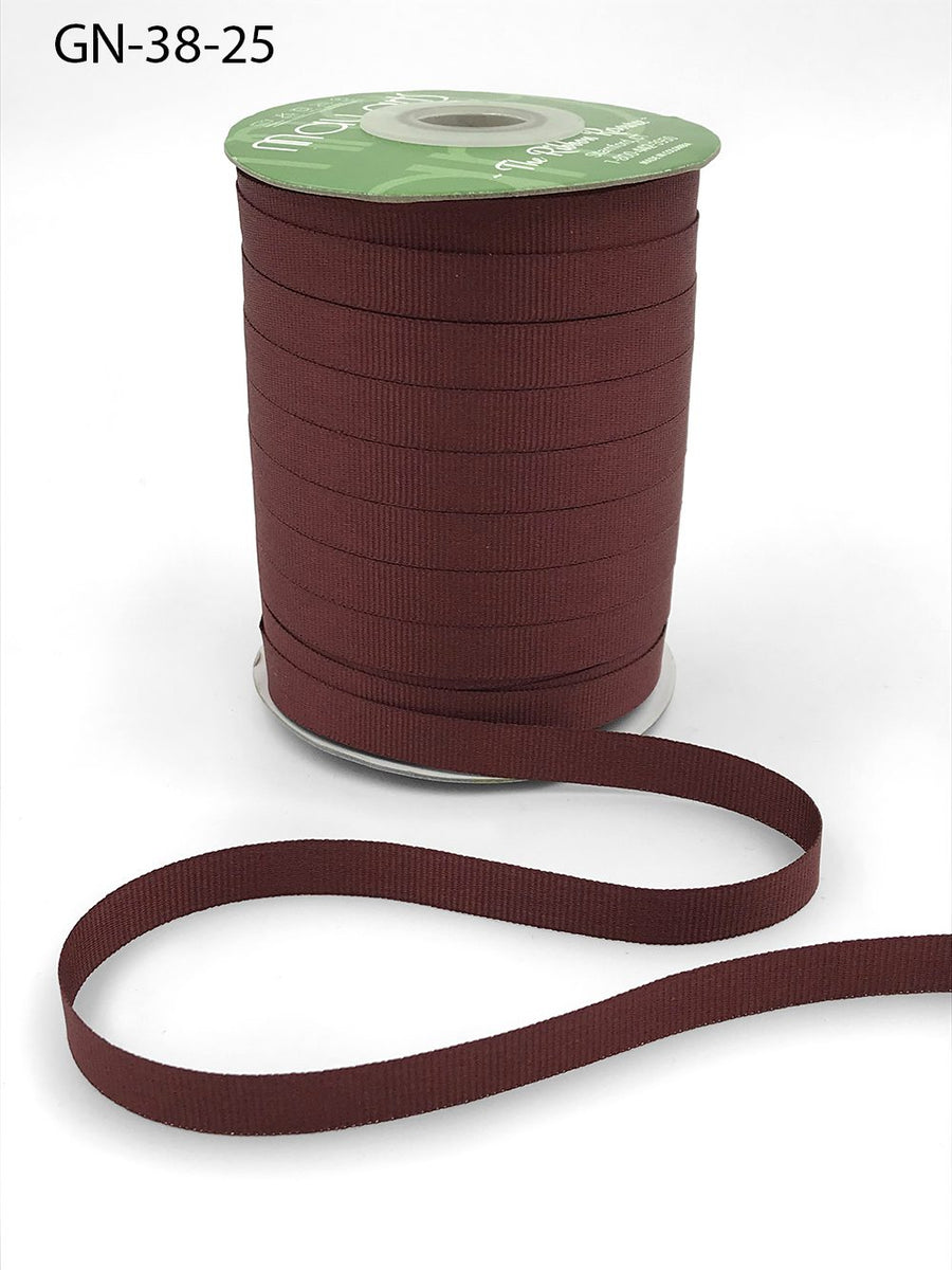 ~3/8 Inch Light-Weight Flat Grosgrain Ribbon with Woven Edge – GN-38-25 Burgundy