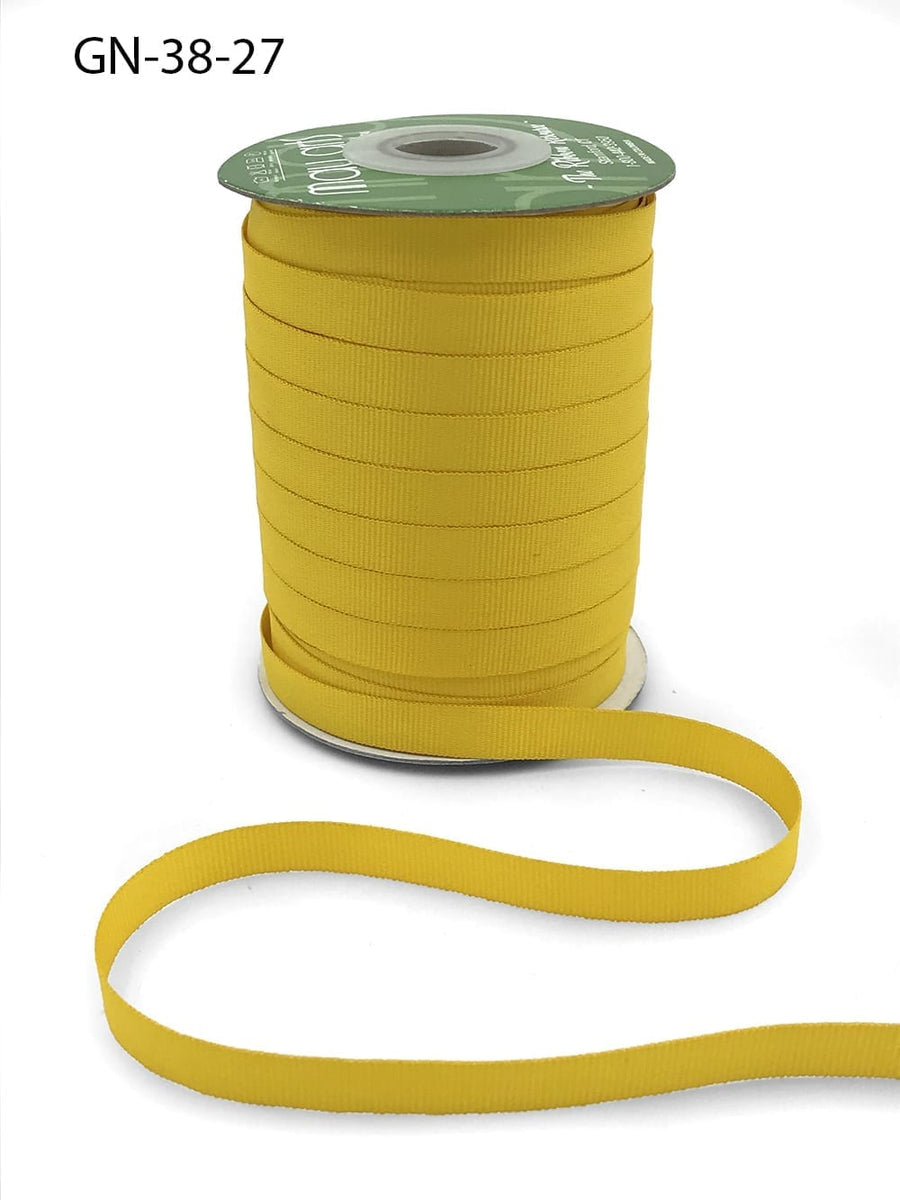 ~3/8 Inch Light-Weight Flat Grosgrain Ribbon with Woven Edge – GN-38-27 Yellow