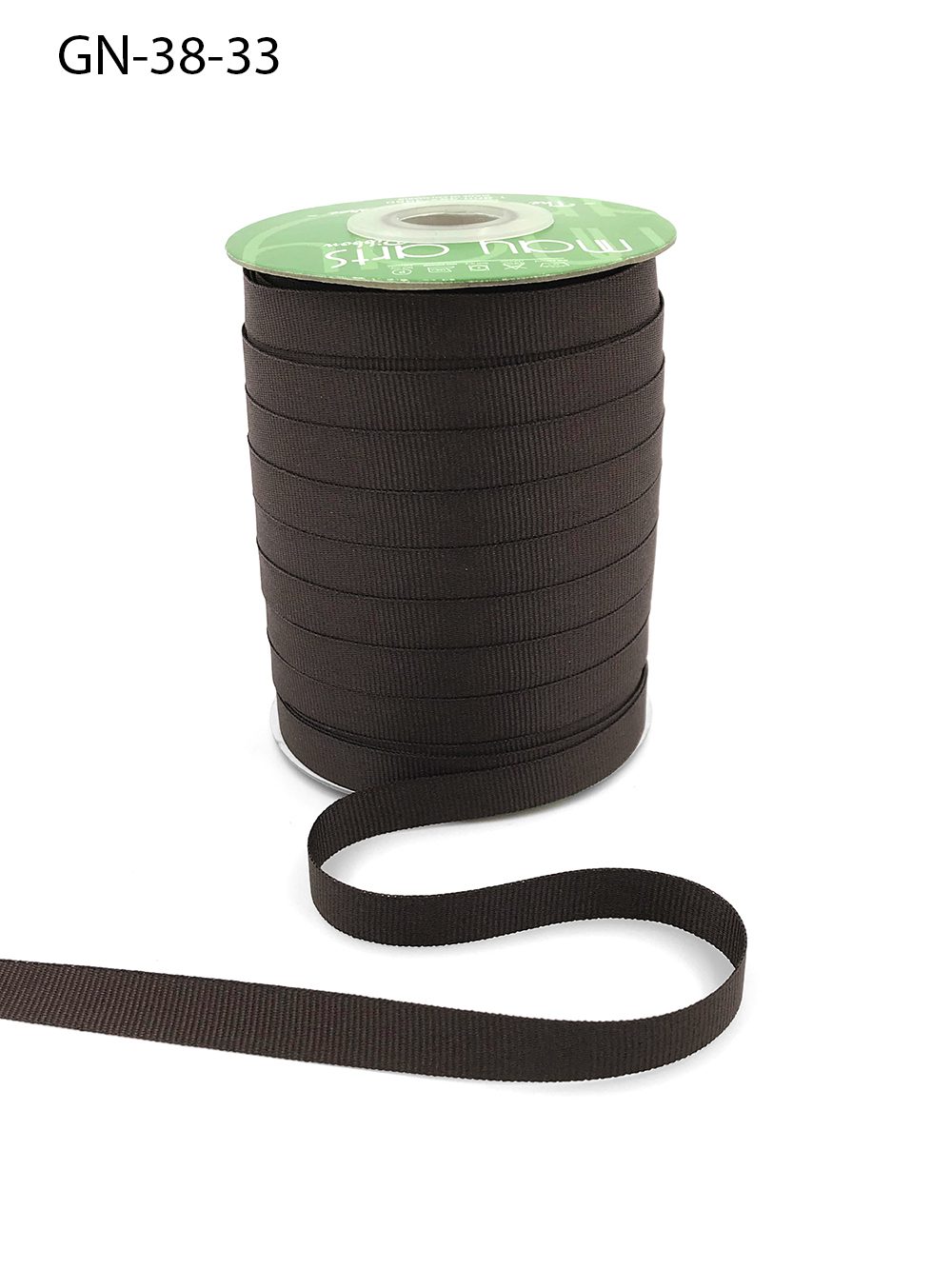 ~3/8 Inch Light-Weight Flat Grosgrain Ribbon with Woven Edge – GN-38-33 Brown