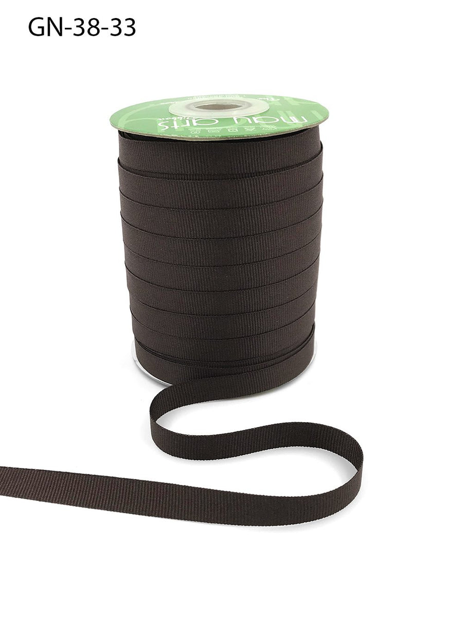 ~3/8 Inch Light-Weight Flat Grosgrain Ribbon with Woven Edge – GN-38-33 Brown