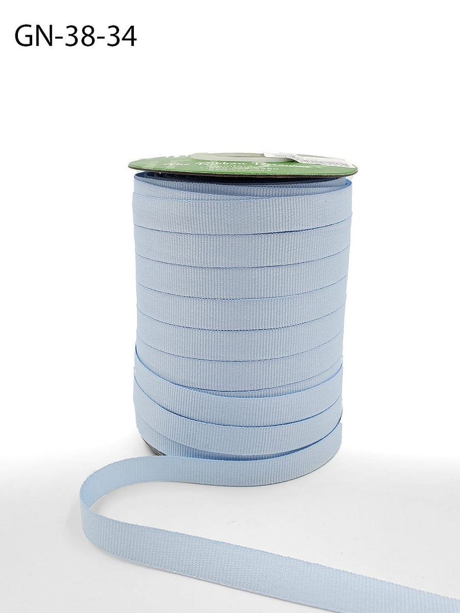 ~3/8 Inch Light-Weight Flat Grosgrain Ribbon with Woven Edge – GN-38-34 Light Blue (NEW)