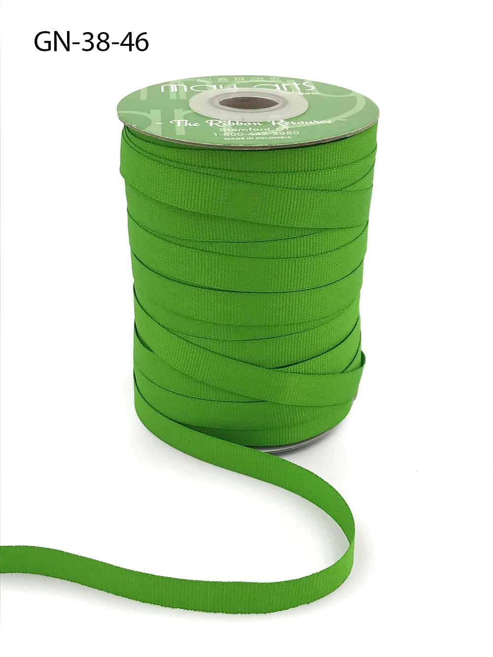 ~3/8 Inch Light-Weight Flat Grosgrain Ribbon with Woven Edge – GN-38-46 Parrot Green