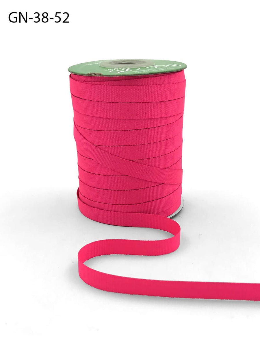 ~3/8 Inch Light-Weight Flat Grosgrain Ribbon with Woven Edge – GN-38-52 Neon Fuchsia
