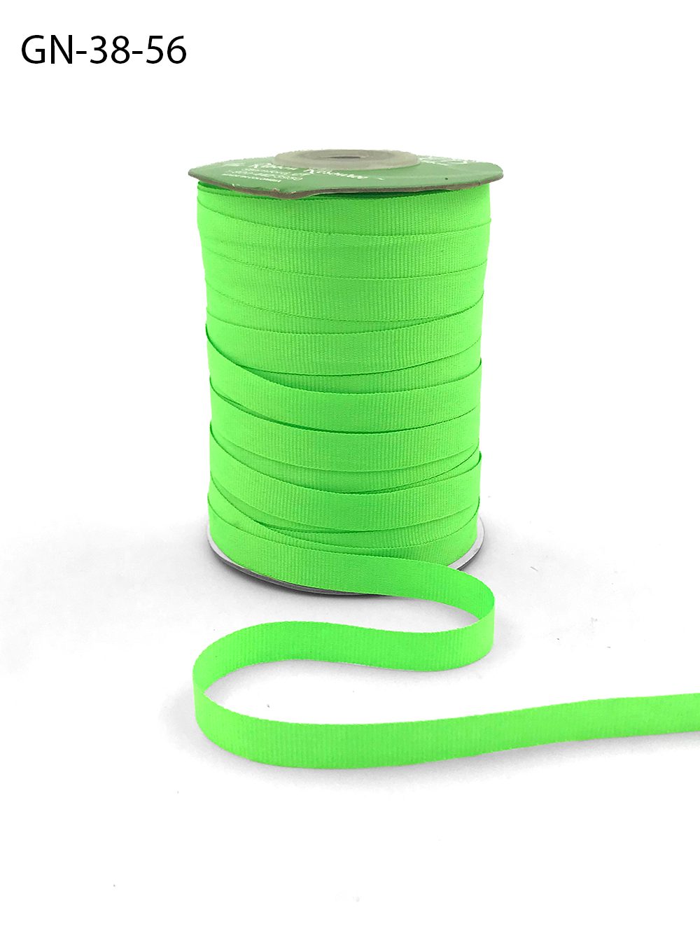 ~3/8 Inch Light-Weight Flat Grosgrain Ribbon with Woven Edge – GN-38-56 Neon Green