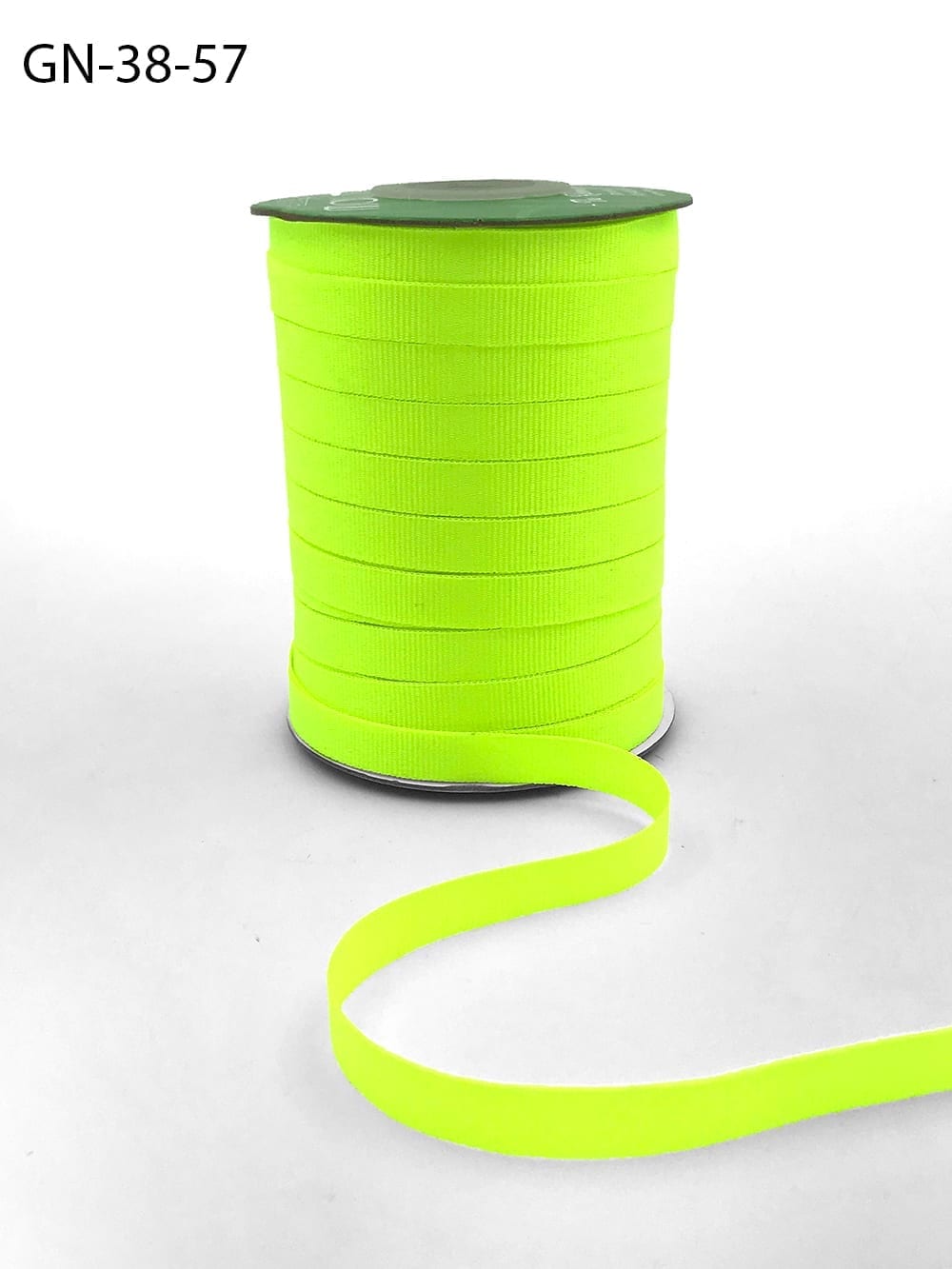 ~3/8 Inch Light-Weight Flat Grosgrain Ribbon with Woven Edge – GN-38-57 Neon Yellow