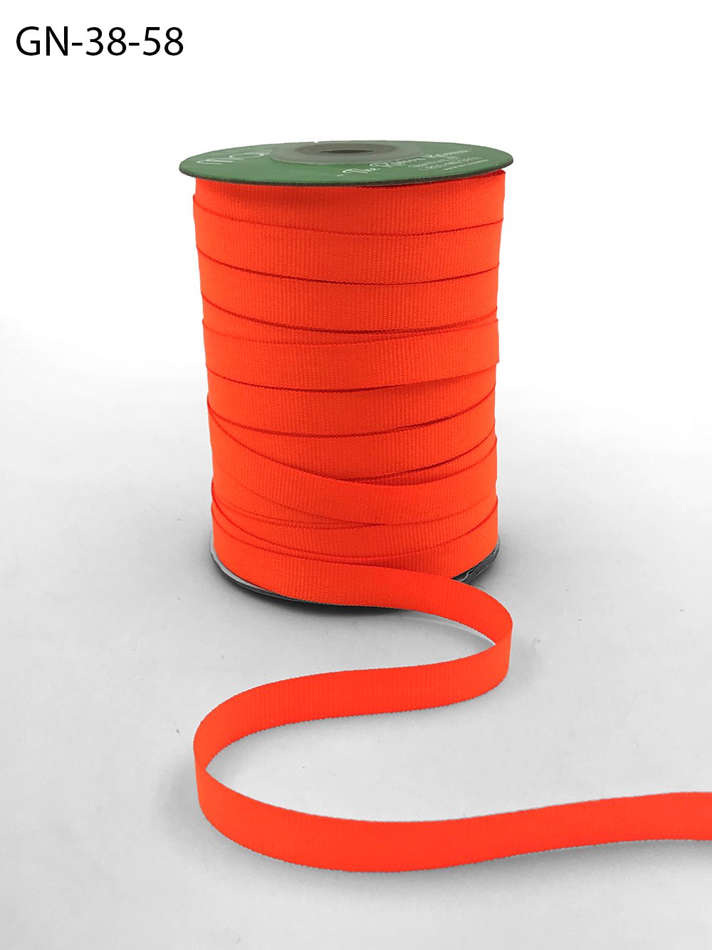 ~3/8 Inch Light-Weight Flat Grosgrain Ribbon with Woven Edge – GN-38-58 Neon Orange