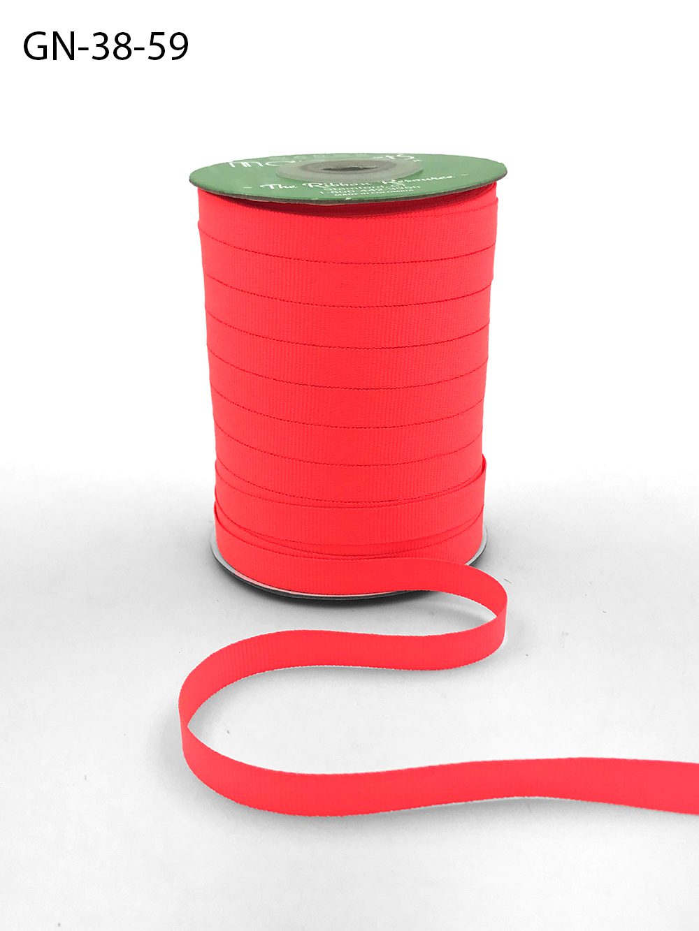 ~3/8 Inch Light-Weight Flat Grosgrain Ribbon with Woven Edge – GN-38-59 Neon Coral