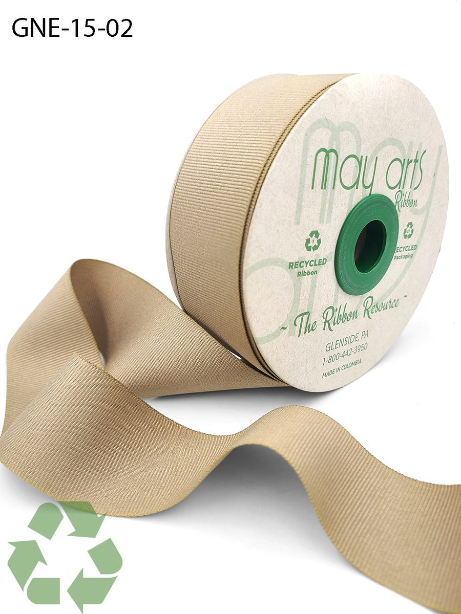 1.5 Inch Eco-Friendly Recycled Grosgrain Ribbon with Woven Edge – GNE-15-02 CHAMPAGNE