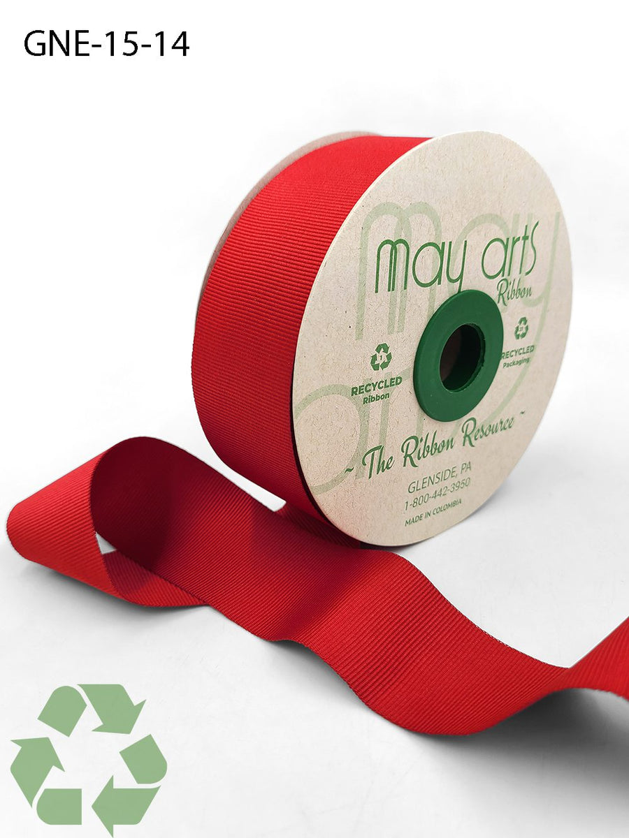 1.5 Inch Eco-Friendly Recycled Grosgrain Ribbon with Woven Edge – GNE-15-14 RED
