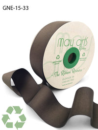 1.5 Inch Eco-Friendly Recycled Grosgrain Ribbon with Woven Edge – GNE-15-33 BROWN