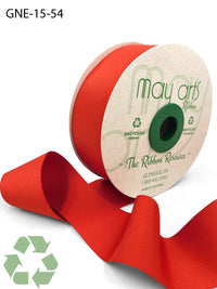 1.5 Inch Eco-Friendly Recycled Grosgrain Ribbon with Woven Edge – GNE-15-54 BRIGHT RED