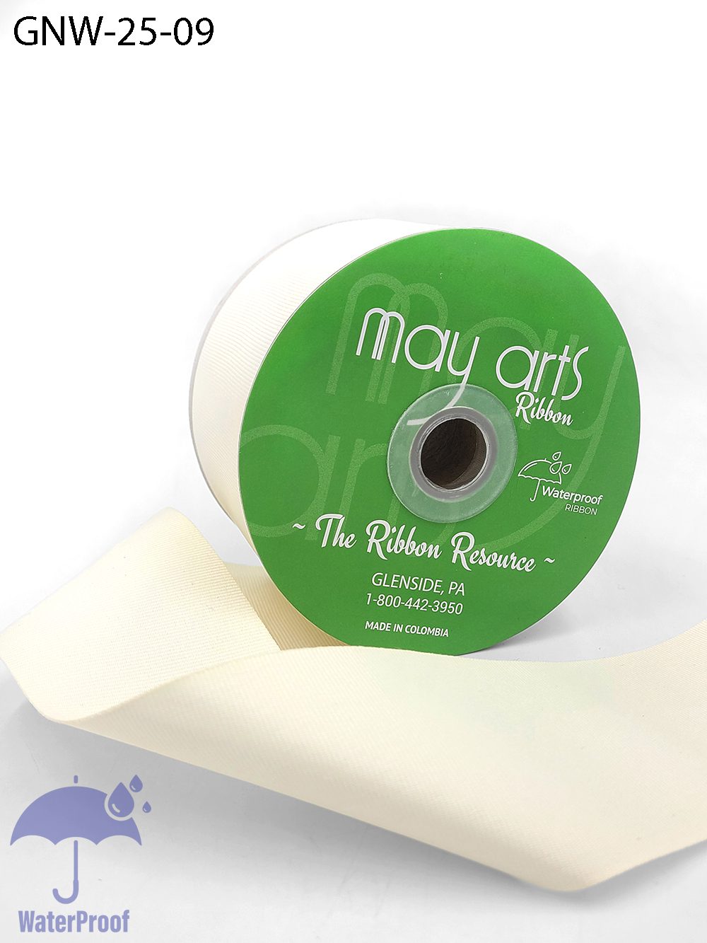 2.5 Inch Waterproof Weather-Resistant Grosgrain Ribbon with Woven Edge – GNW-25-09 IVORY