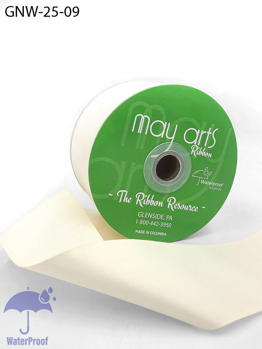 2.5 Inch Waterproof Weather-Resistant Grosgrain Ribbon with Woven Edge – GNW-25-09 IVORY