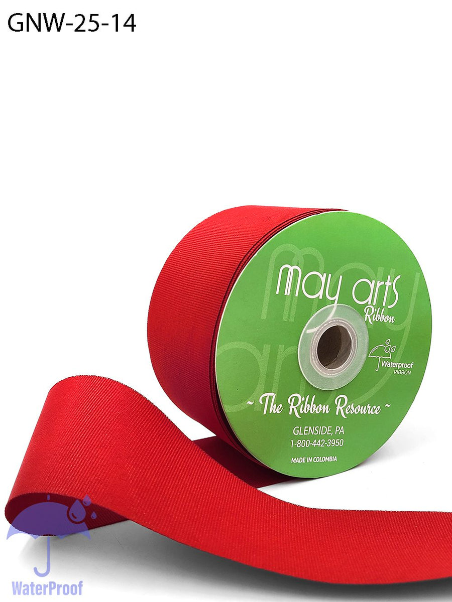 2.5 Inch Waterproof Weather-Resistant Grosgrain Ribbon with Woven Edge – GNW-25-14 RED