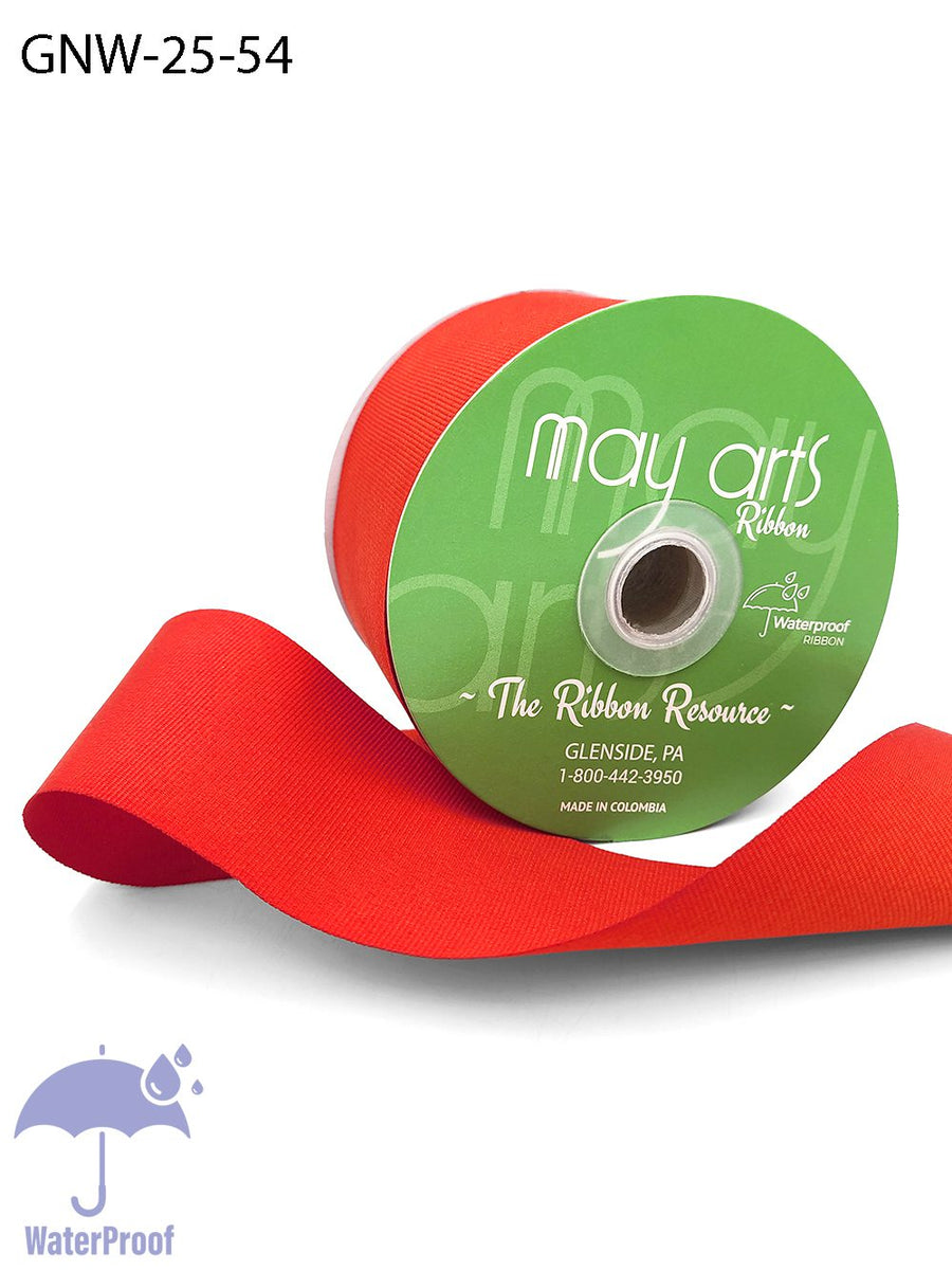 2.5 Inch Waterproof Weather-Resistant Grosgrain Ribbon with Woven Edge – GNW-25-54 BRIGHT RED
