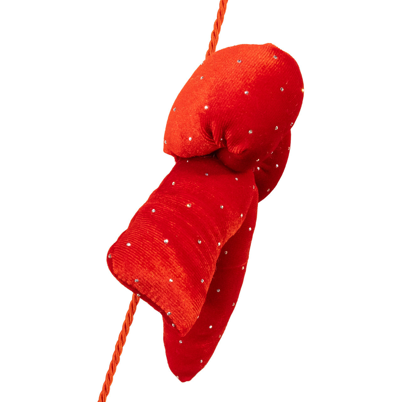 78.6 Plush 5-Piece Red Bow With Diamond Gemstones Garland