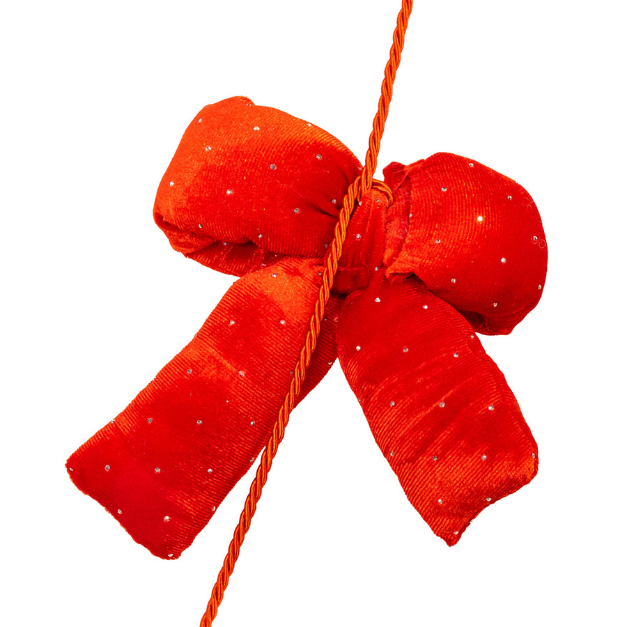 78.6 Plush 5-Piece Red Bow With Diamond Gemstones Garland