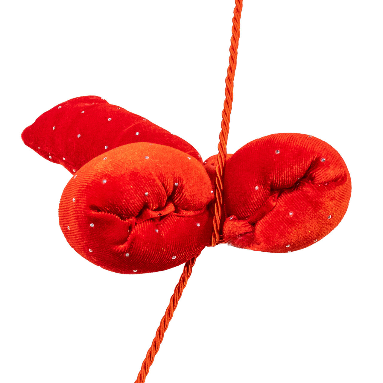 78.6 Plush 5-Piece Red Bow With Diamond Gemstones Garland