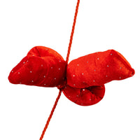 78.6 Plush 5-Piece Red Bow With Diamond Gemstones Garland