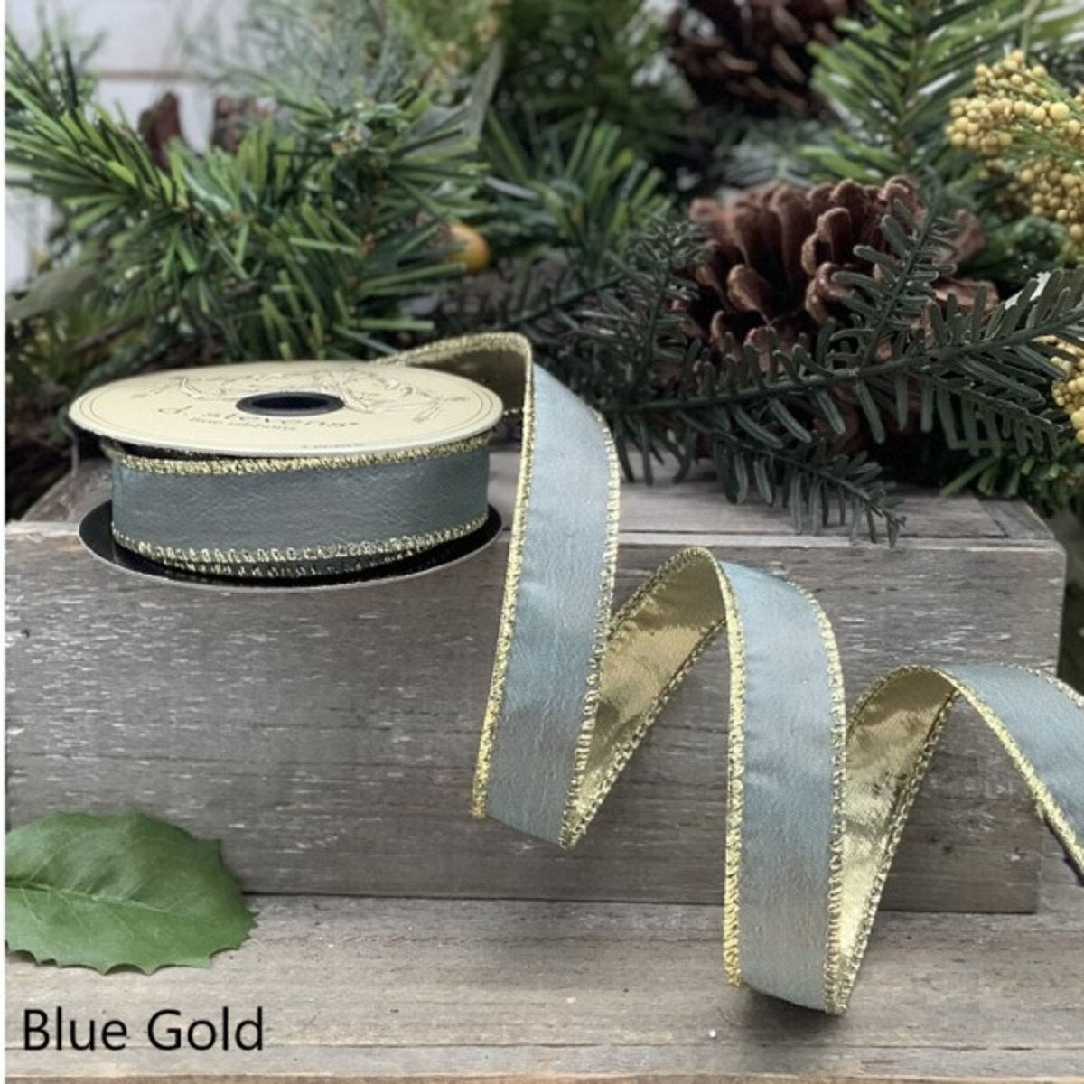 Gold Taffeta Back Ribbon 1 Inch x 10 Yards