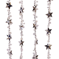 9' Clear Water Drop Beads With Silver Stars Twisted Garland