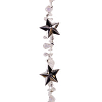 9' Clear Water Drop Beads With Silver Stars Twisted Garland