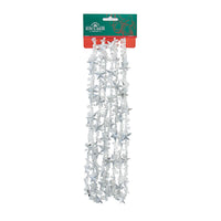 9' Clear Water Drop Beads With Silver Stars Twisted Garland