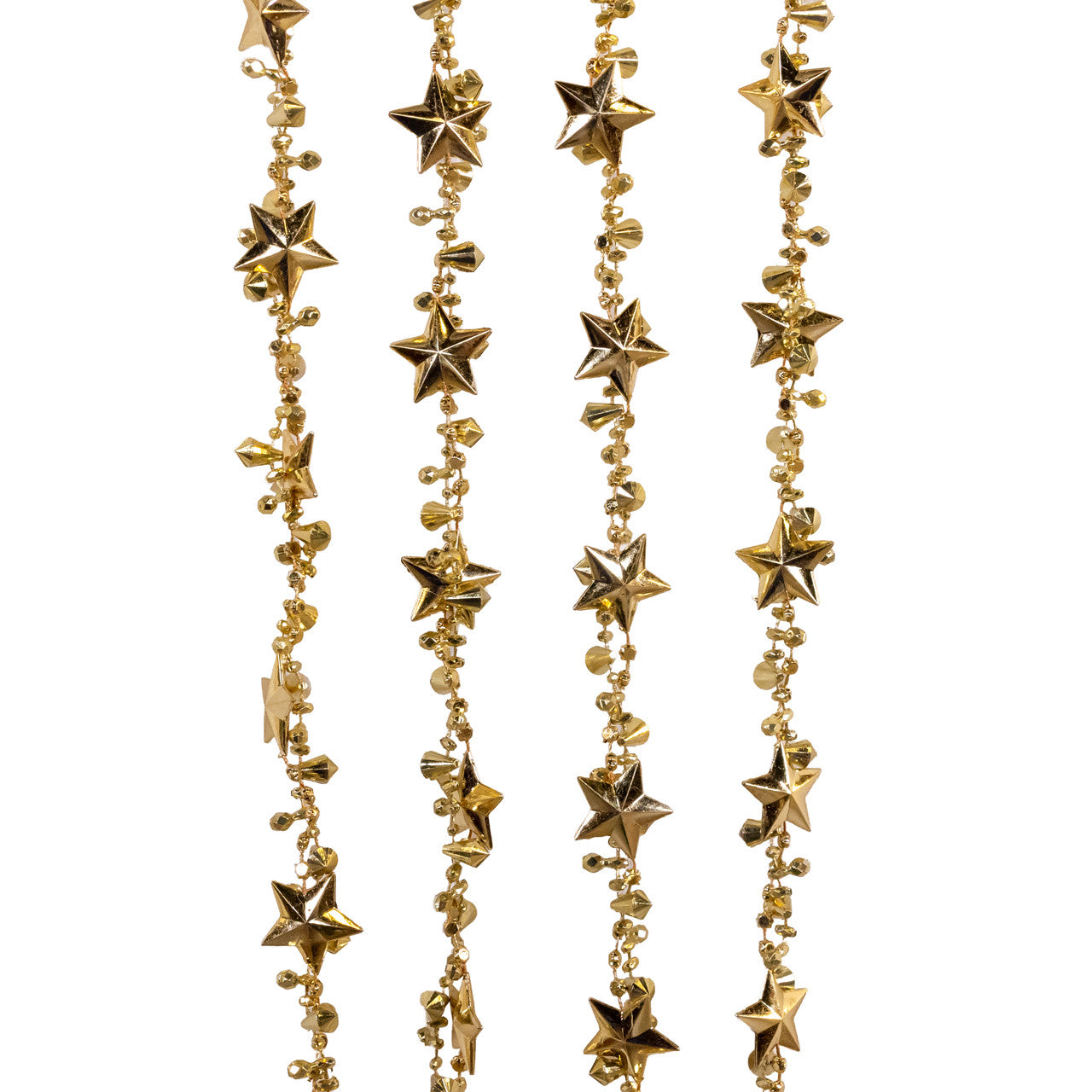 9' Gold Water Drop Beads With Gold Stars Twisted Garland