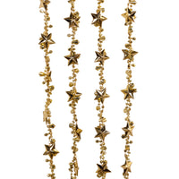 9' Gold Water Drop Beads With Gold Stars Twisted Garland