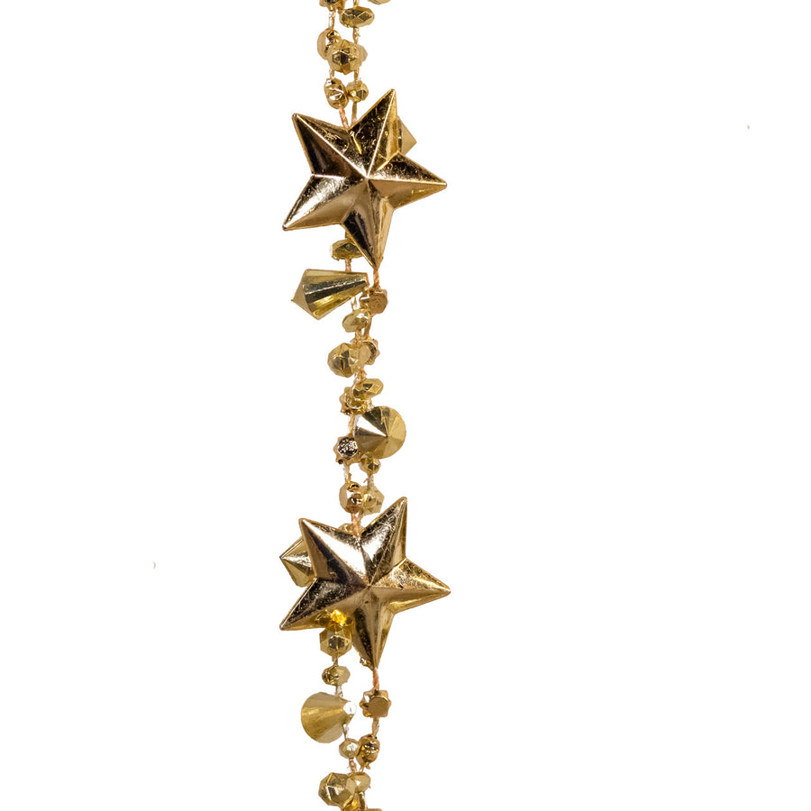 9' Gold Water Drop Beads With Gold Stars Twisted Garland