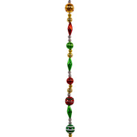 9' Gold, Silver, Red & Green 20MM Beads With Lantern & Diamond Cut Beads Garland