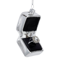 Glass Silver Ring Box Ornament