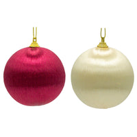 80MM Shiny Red & Cream Ball Ornaments