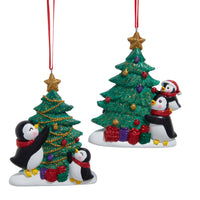 Penguins Decorating Christmas Tree Ornaments