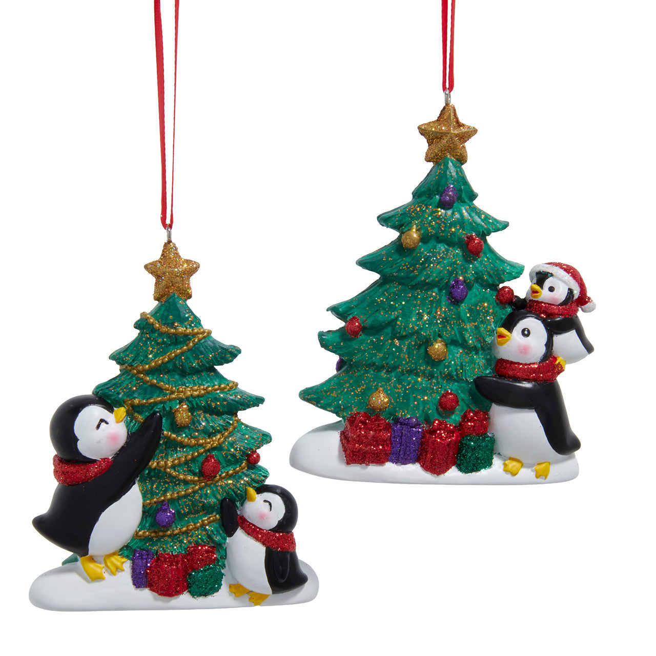 Penguins Decorating Christmas Tree Ornaments