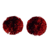 Red Tinsel Ball Ornament Set