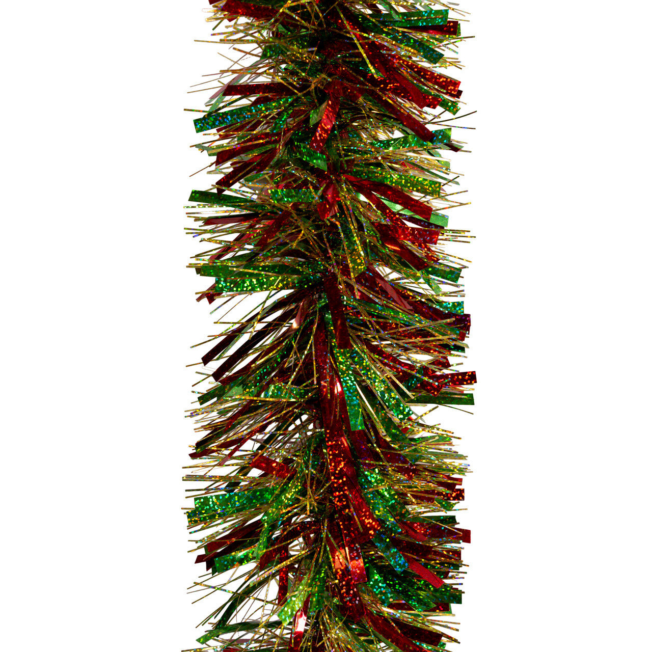 6' Red, Green & Gold Laser Mixed Tinsel Garland