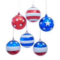 Shatterproof American Flag Ball Ornaments 6-Piece Box