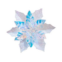 Glittered White Iridescent Poinsettia Clip-On Ornament