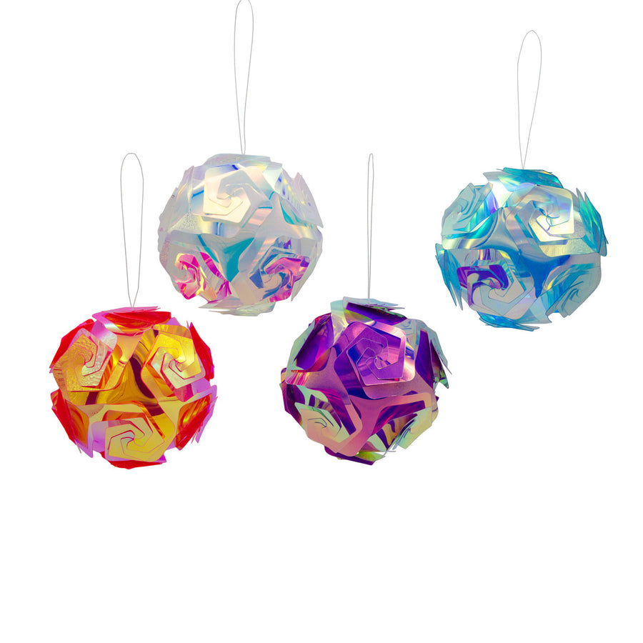 Iridescent Foil Pink, Purple, White & Blue Ball Ornaments